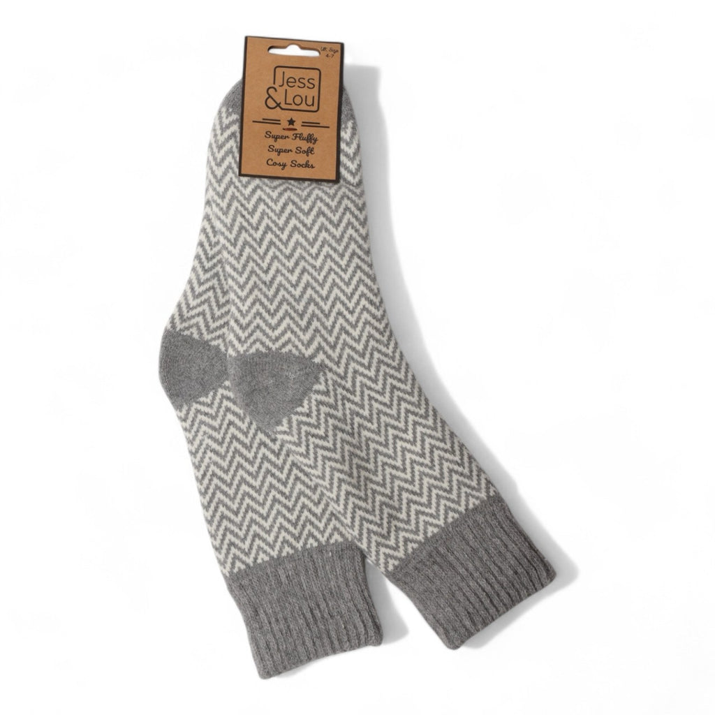 Herringbone Ribbed Grey Socks