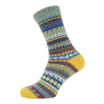 Yellow And Multi Patterned Wool Blend Socks Size 7 - 11 MWS155