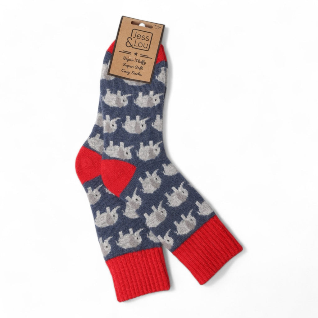 Elephants Ribbed Blue Socks