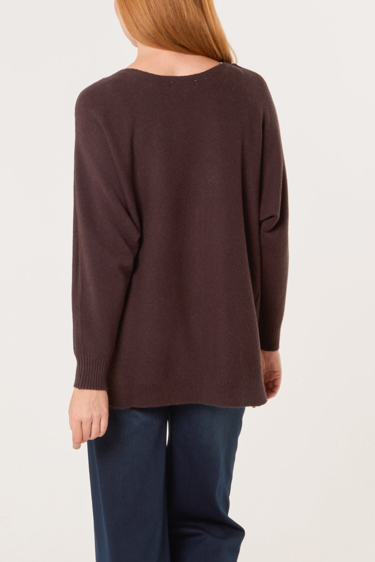 Pocket & Side Button Slash Neck Jumper
