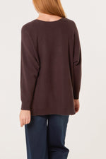 Pocket & Side Button Slash Neck Jumper