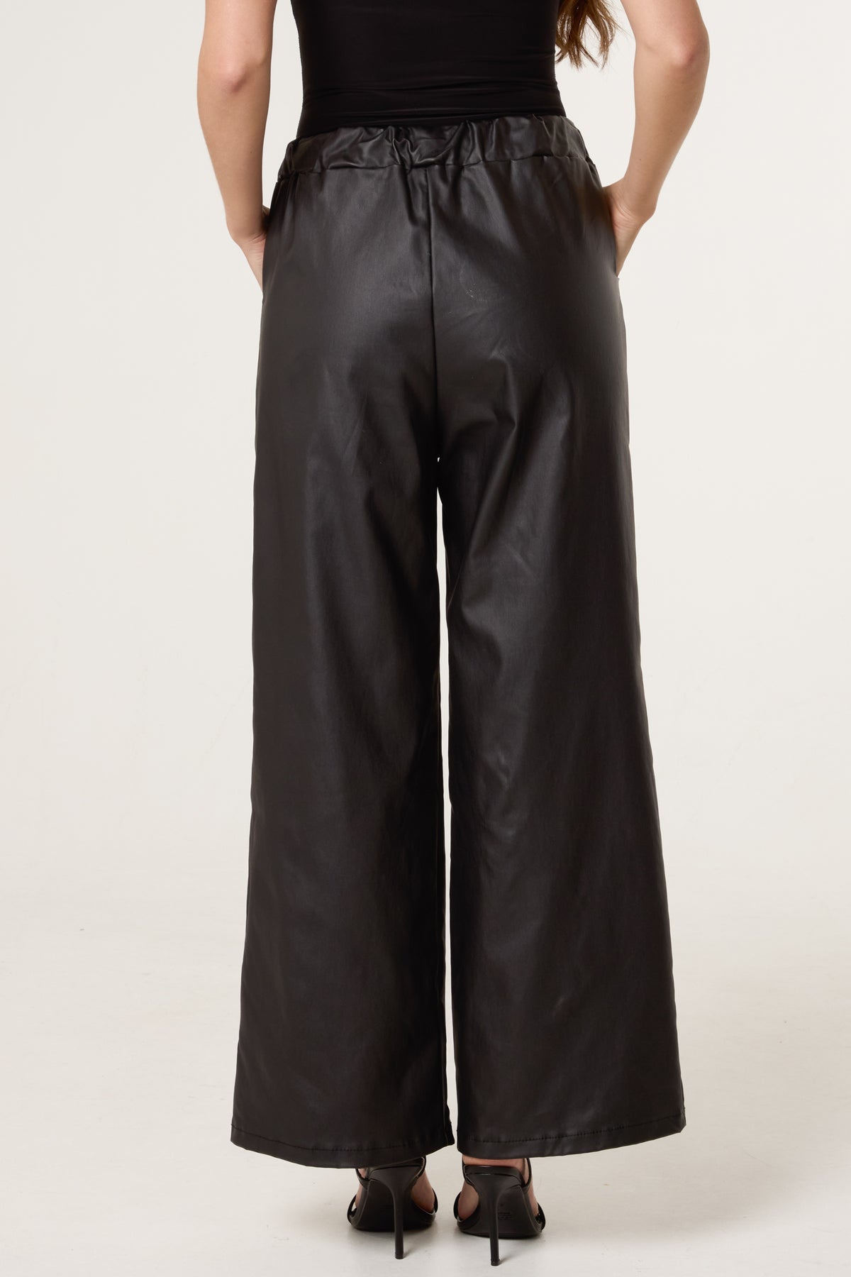 PU COATED WIDE LEG MAGIC TROUSERS
