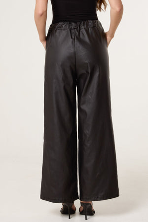 PU COATED WIDE LEG MAGIC TROUSERS