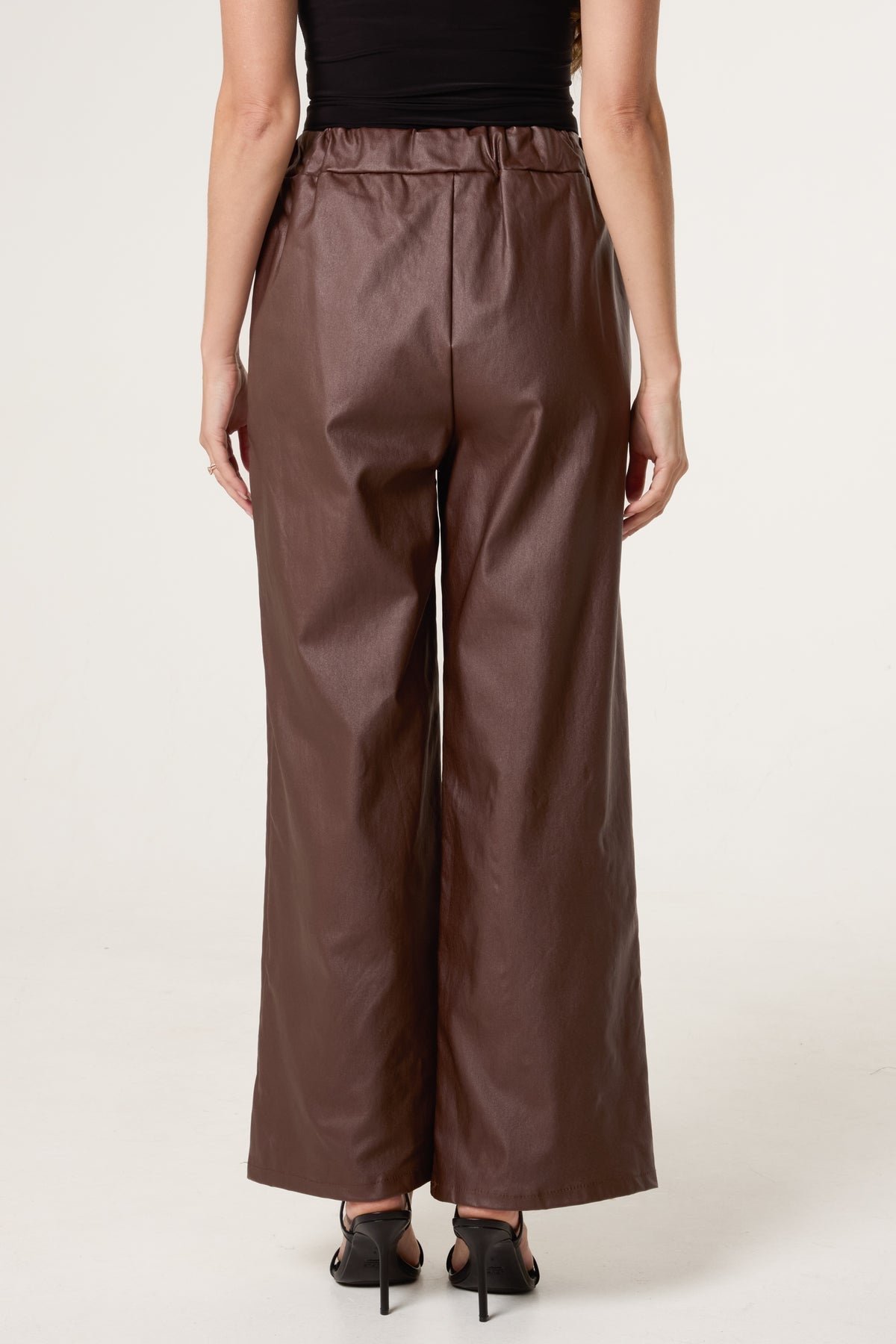 PU COATED WIDE LEG MAGIC TROUSERS