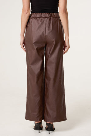 PU COATED WIDE LEG MAGIC TROUSERS