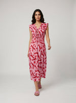 Lobster Star Smocked Midi Tie Dress