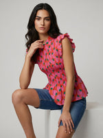 The 'Strawberry' Smocked Peplum Top