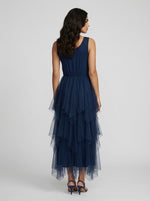 Elegant Tiered Tulle Midi Dress