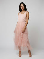 Elegant Tiered Tulle Midi Dress