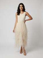 Elegant Tiered Tulle Midi Dress