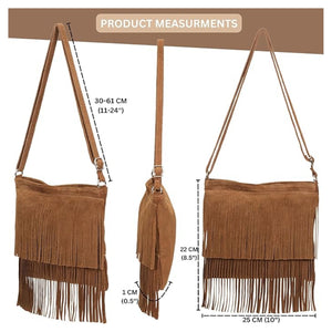 Leather Tassle Crossbody Bag