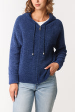 Cosy Zip-Up Knitted Hoodie – Dark Denim