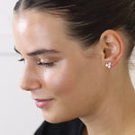 Faux gold and silver plated triple star stud earrings with crystals
