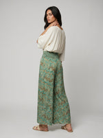 Indian Print Smocked Waist Palazzo Trousers