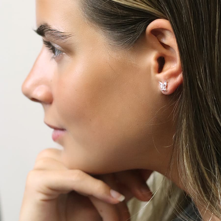 Silver plated crystal butterfly earrings