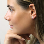 Silver plated crystal butterfly earrings