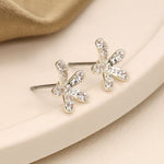 Silver plated crystal flower studs