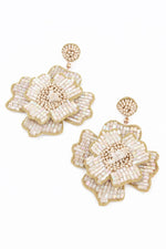 White Large Statement Flower Earrings