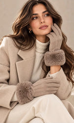 Faux Fur Trim Touchscreen Gloves