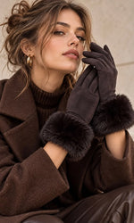Faux Fur Trim Touchscreen Gloves