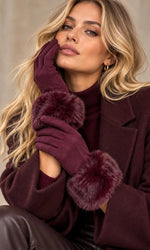 Faux Fur Trim Touchscreen Gloves