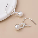 Silver plated c-hoop and ball charm earrings