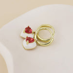 Candy White & Pink Crystal Heart Hoop Earrings