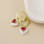 Candy White & Pink Crystal Heart Hoop Earrings