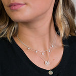 Silver plated chain and crystal star drops necklace