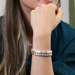 Silver plated polished small hearts stretch bracelet