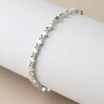Silver plated polished stars bead bracelet