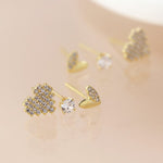 Golden crystal hearts earring set