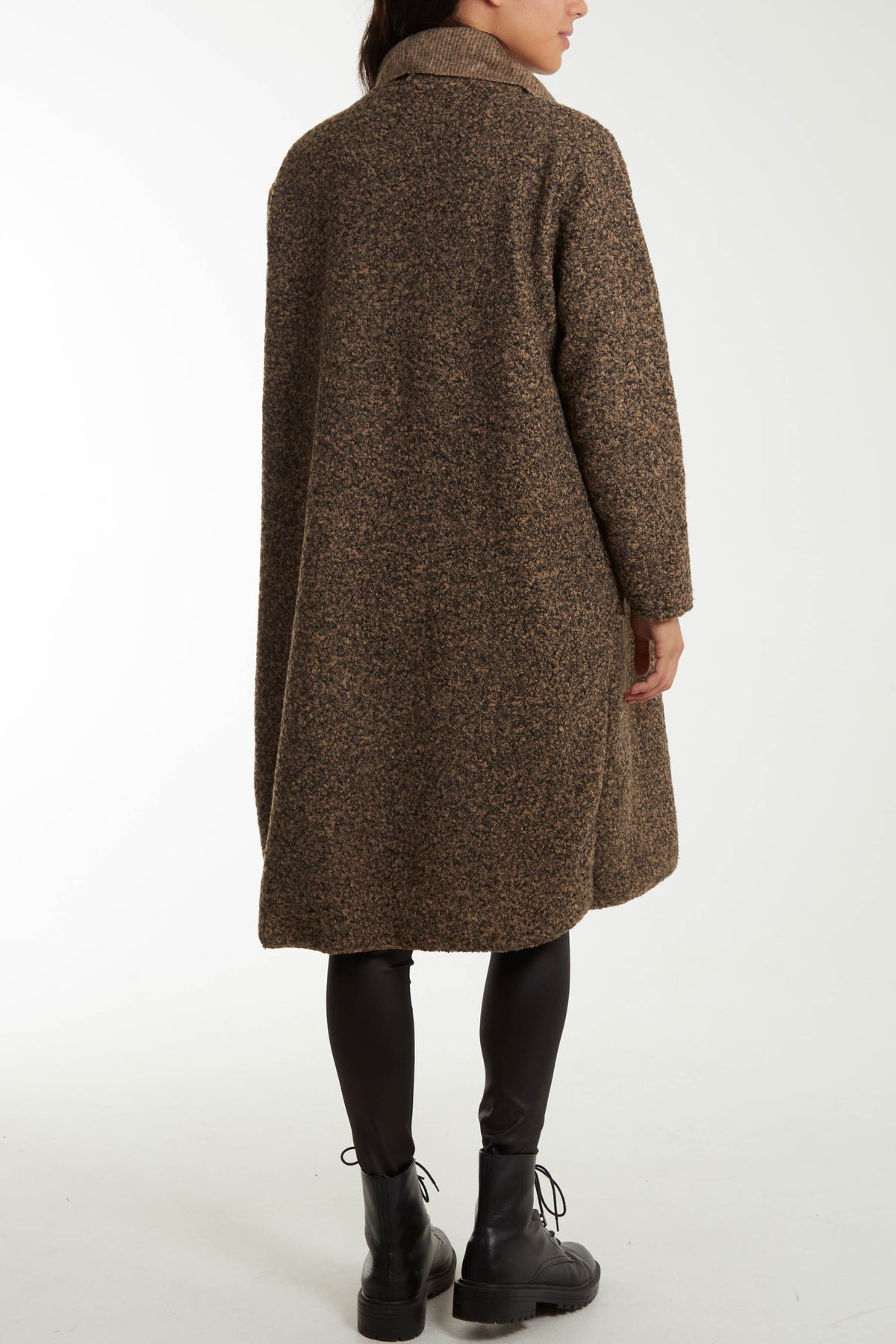 Waterfall Collar Bouclé Coat