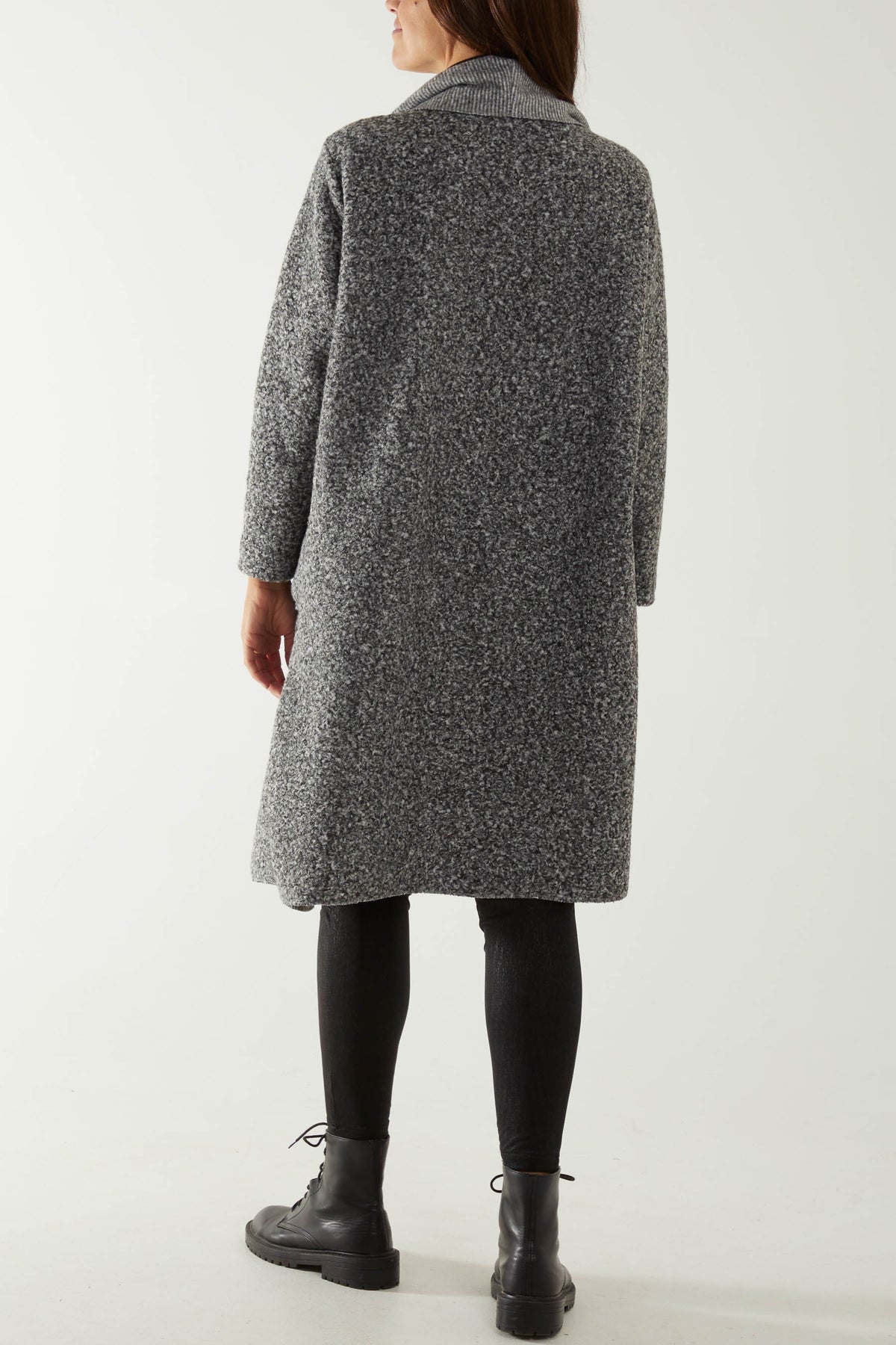 Waterfall Collar Bouclé Coat