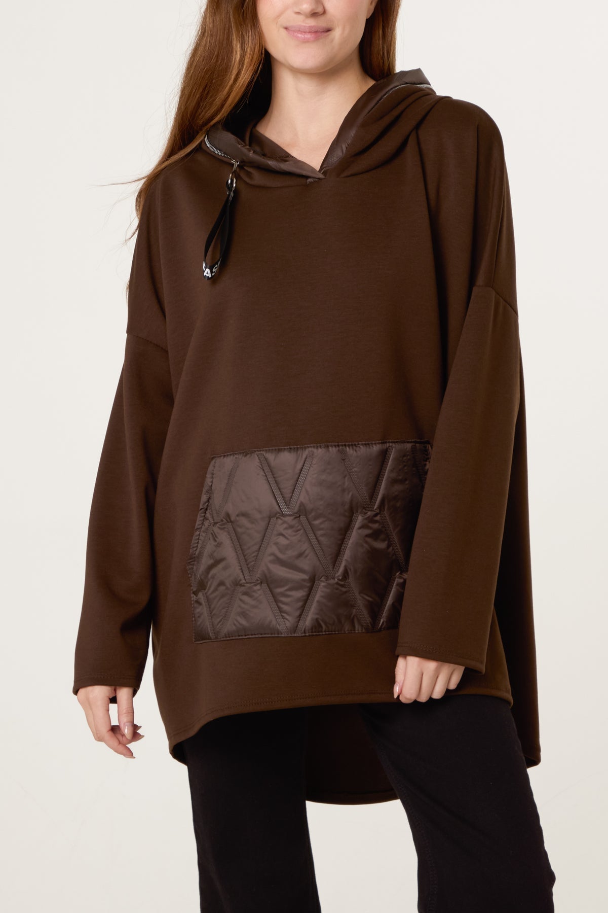 Padded Details Soft Touch Hoodie – Chocolate