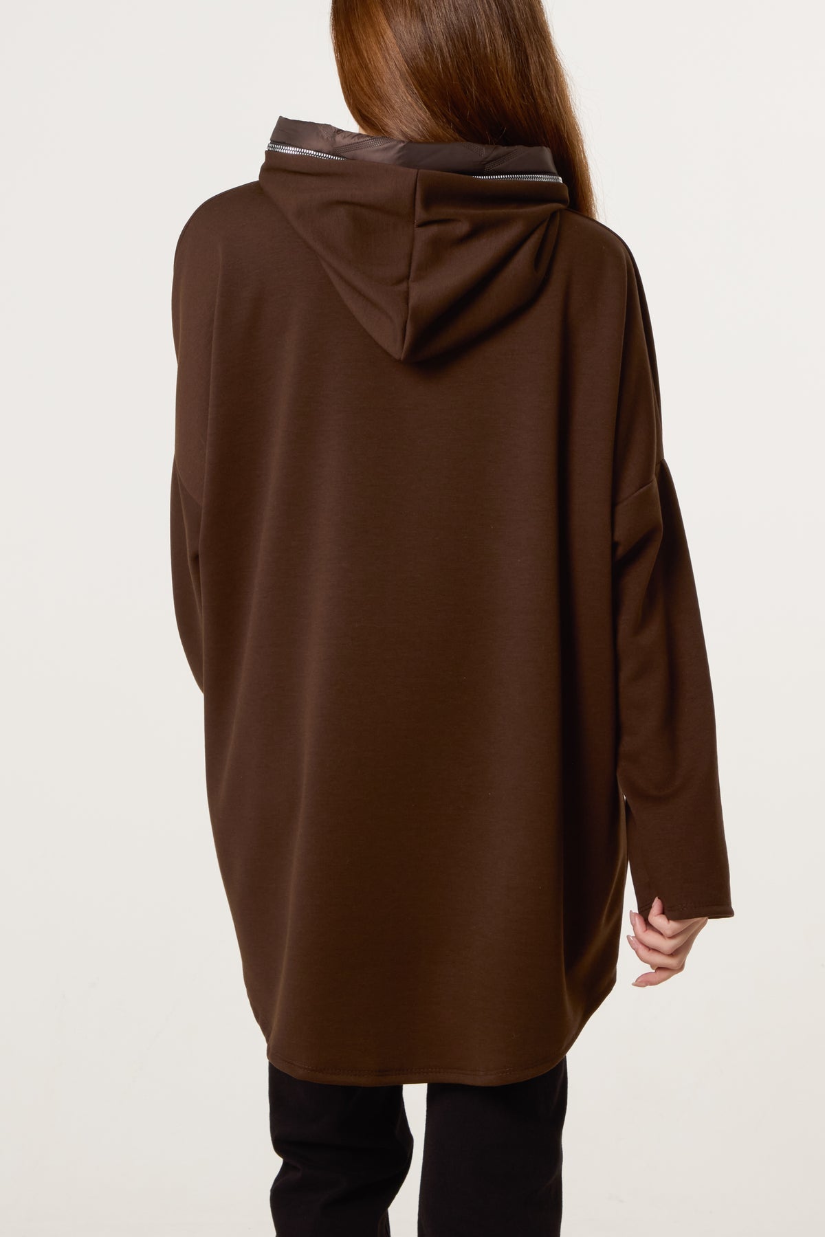 Padded Details Soft Touch Hoodie – Chocolate