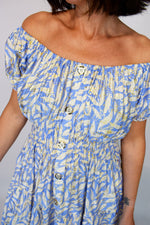 Pastel Petal Gold Foil Bardot Midi Dress