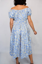 Pastel Petal Gold Foil Bardot Midi Dress