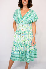 Aztec Border Print Button Midi Dress