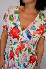 Bold Rose Button front Maxi Dress