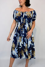 Colourful Paisley Flower Button Front Midi Dress