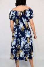 Colourful Paisley Flower Button Front Midi Dress