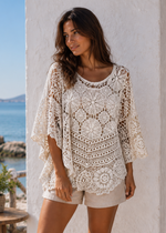 COTTON CROCHET SCOOP NECK PATTERN TUNIC