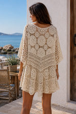 COTTON CROCHET SCOOP NECK PATTERN TUNIC