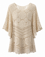 COTTON CROCHET SCOOP NECK PATTERN TUNIC