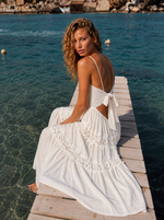 SLEEVELESS LACE TIE-BACK DRESS
