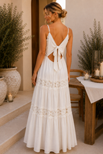 SLEEVELESS LACE TIE-BACK DRESS