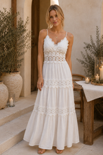 SLEEVELESS LACE TIE-BACK DRESS