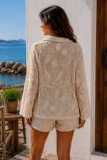 COTTON CROCHET LONG SLEEVE SPARKLE TOP