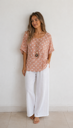 COTTON POLKA DOT NECKLACE TOP